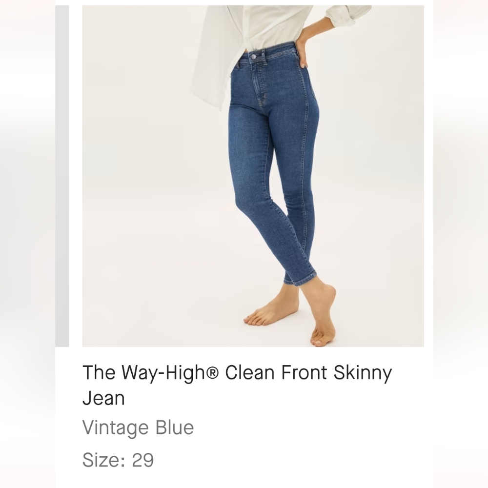 Everlane way high clean front skinny jean, size 29